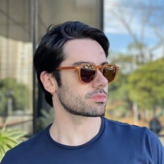 safine com br oculos de sol masculino redondo caramelo samuel 3