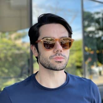 safine com br oculos de sol masculino redondo caramelo samuel