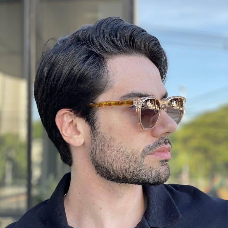 safine com br oculos 2 em 1 clip on masculino hexagonal champanhe juliano 4