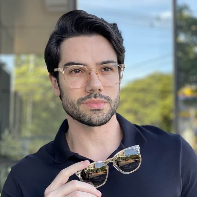 safine com br oculos 2 em 1 clip on masculino hexagonal champanhe juliano