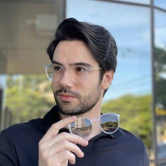 safine com br oculos 2 em 1 clip on masculino redondo azul transparente rui 2