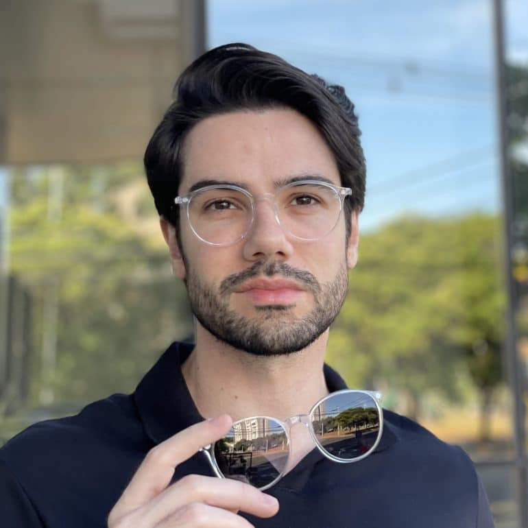 safine com br oculos 2 em 1 clip on masculino redondo azul transparente rui