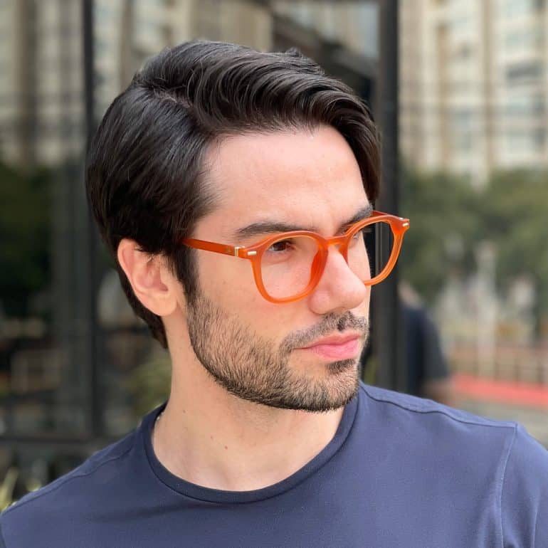 safine com br oculos de grau masculino redondo laranja theodoro 3