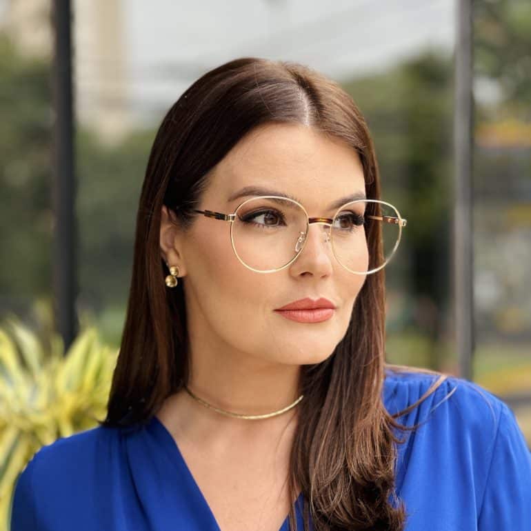 safine com br oculos de grau feminino redondo dourado e tartaruga cristal 1