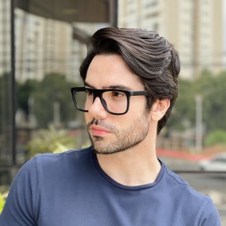 safine com br oculos de grau masculino quadrado preto fosco luciano 1