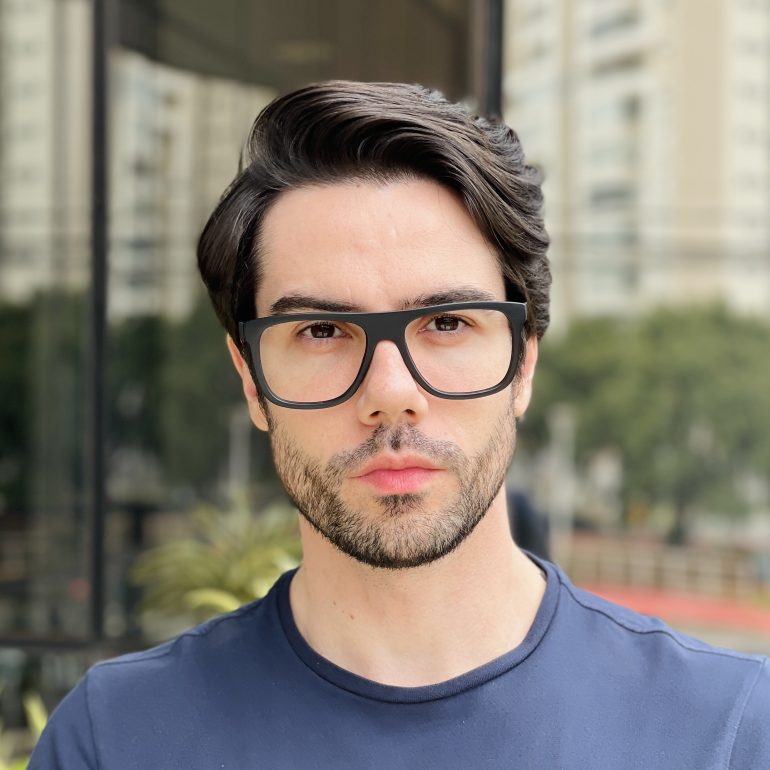 safine com br oculos de grau masculino quadrado preto fosco luciano