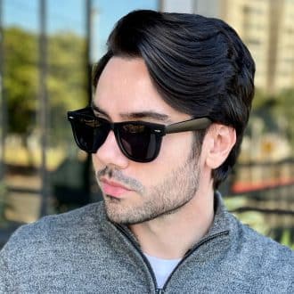 safine com br oculos de sol masculino quadrado preto fosco rai 2