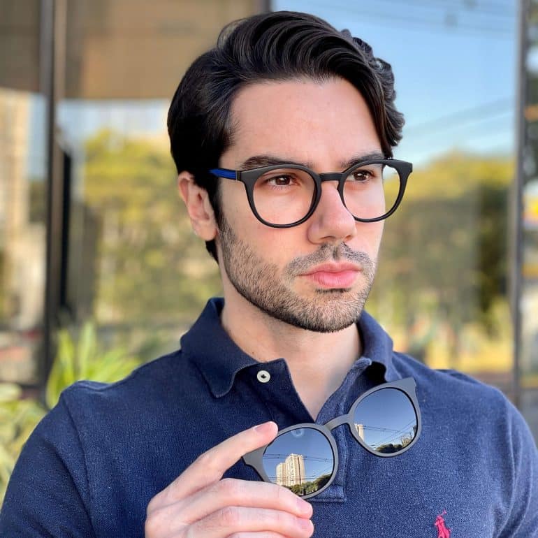 safine com br oculos 2 em 1 clip on masculino redondo preto e azul jonas 1