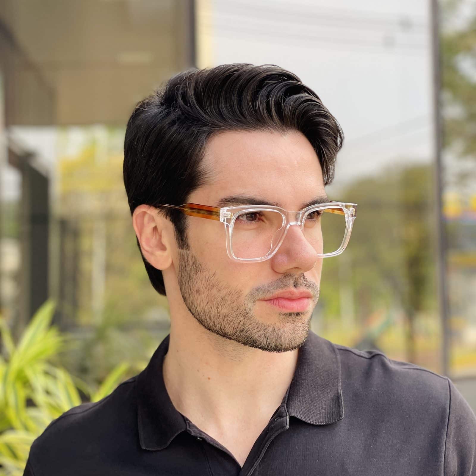 Óculos de Grau Masculino Quadrado Transparente Enzo - Safine