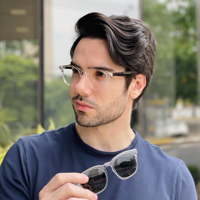 safine com br oculos 2 em 1 clip on masculino quadrado transparente bruno 2