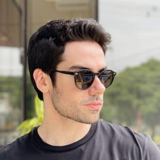 safine com br oculos de sol masculino redondo preto daniel 3