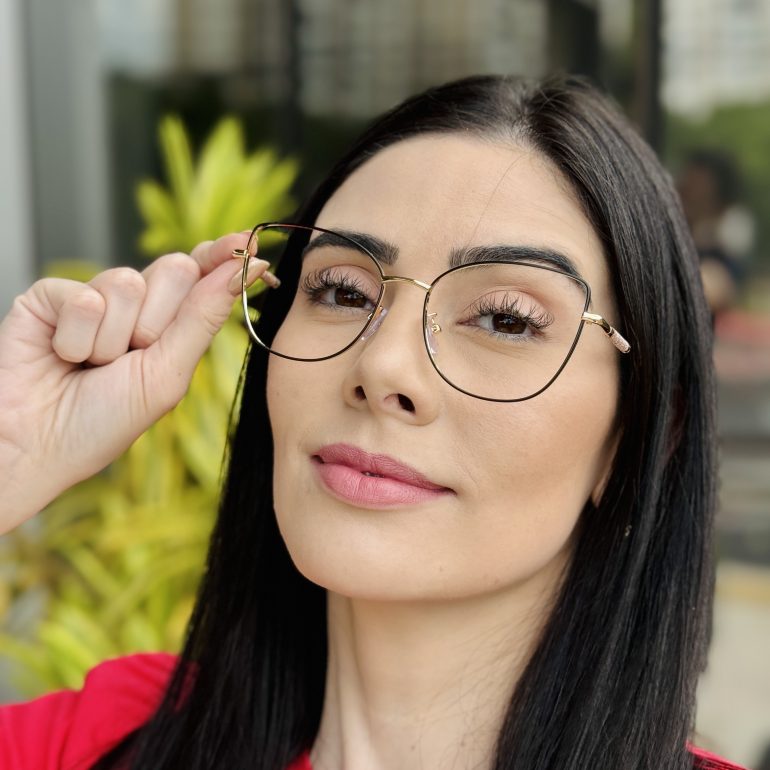 safine com br oculos de grau feminino gatinho preto e dourado eva 2