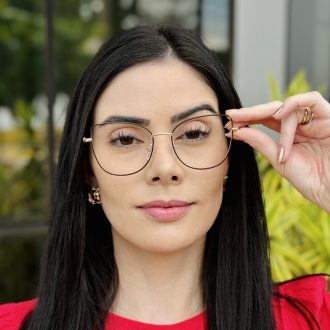 safine com br oculos de grau feminino gatinho preto e dourado eva 4