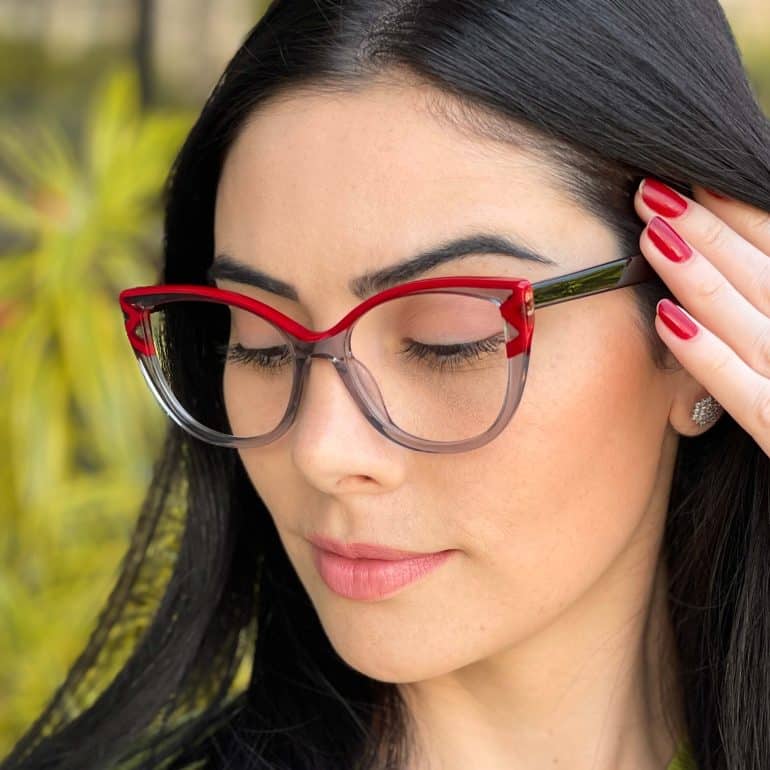 safine com br oculos de grau feminino gatinho vermelho e cinza livia 2