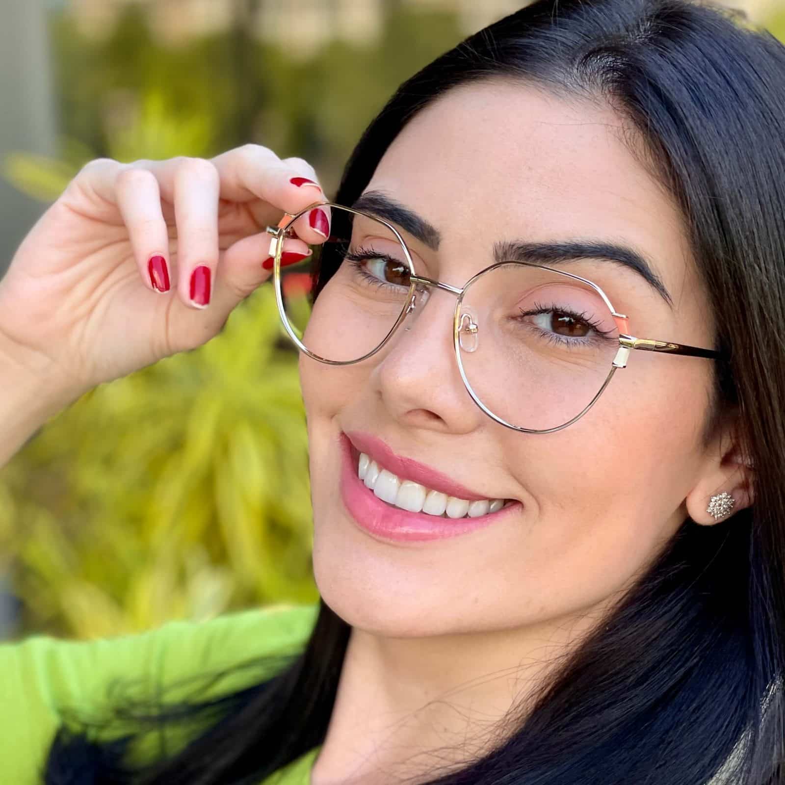 safine com br oculos de grau hexagonal prata e laranja rebeca 4