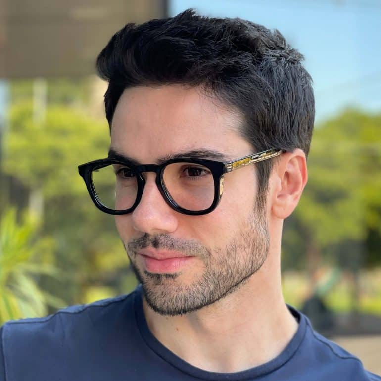 Óculos de Grau Masculino Quadrado Preto Leandro - Safine