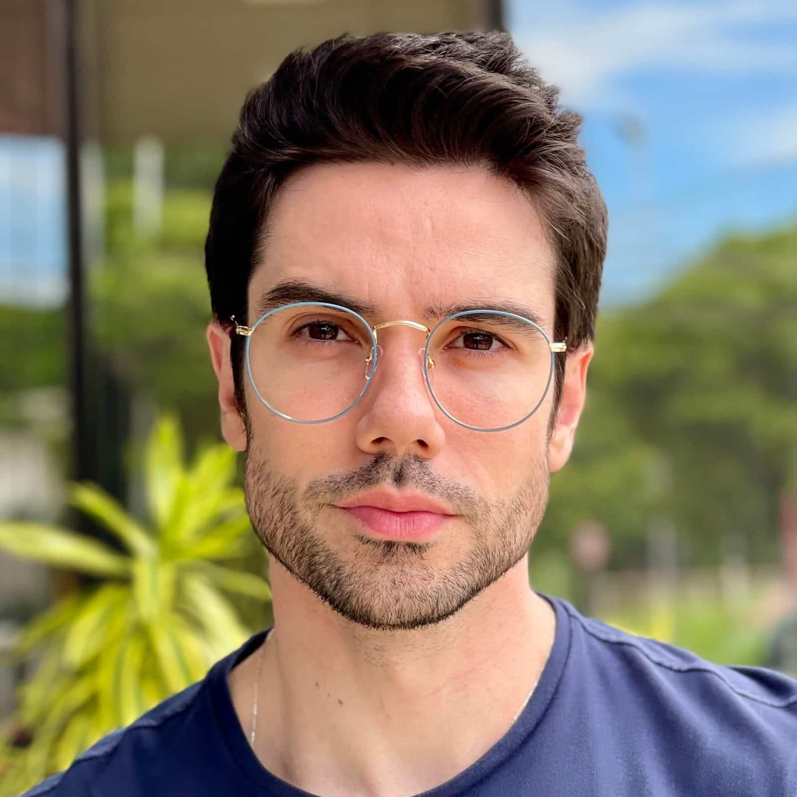 safine com br oculos de grau masculino redondo azul arthur