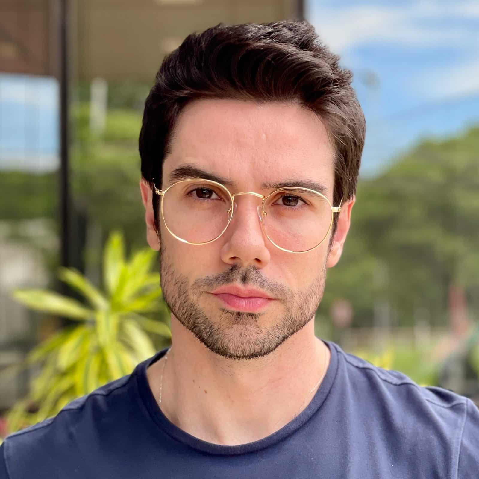 safine com br oculos de grau masculino redondo dourado arthur