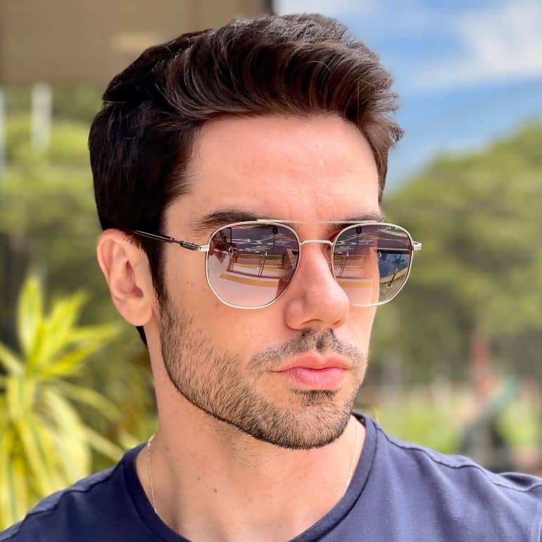 safine com br oculos de sol masculino aviador prata erick