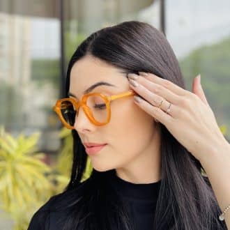 safine com br oculos de grau feminino hexagonal laranja mari 1
