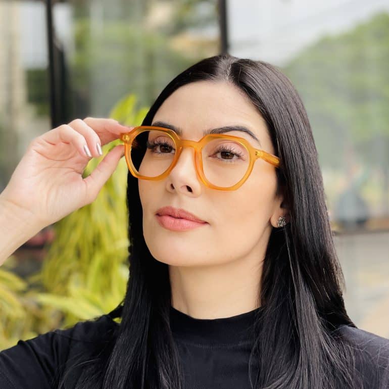 safine com br oculos de grau feminino hexagonal laranja mari 3