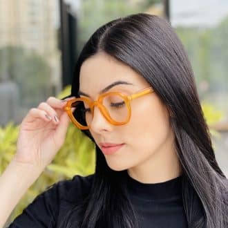 safine com br oculos de grau feminino hexagonal laranja mari 4