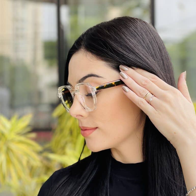 safine com br oculos de grau feminino hexagonal transparente mari 4