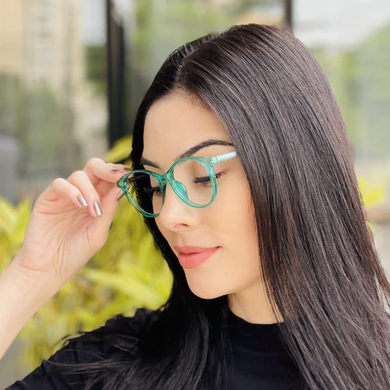 safine com br oculos de grau feminino redondo verde luma 2
