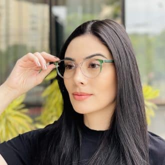 safine com br oculos de grau feminino redondo verde transparente luma 1