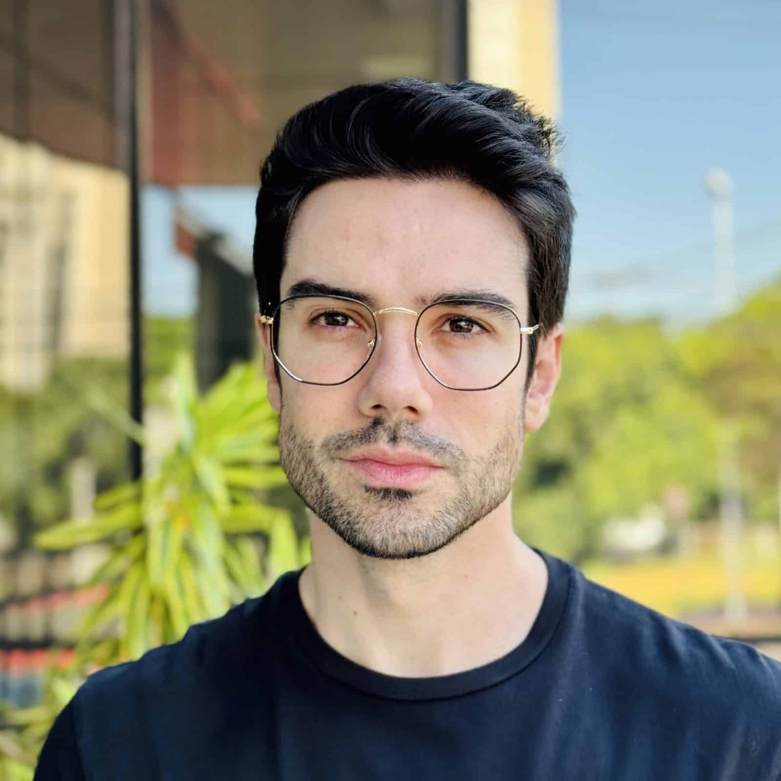 safine com br oculos de grau masculino hexagonal dourado e preto heitor