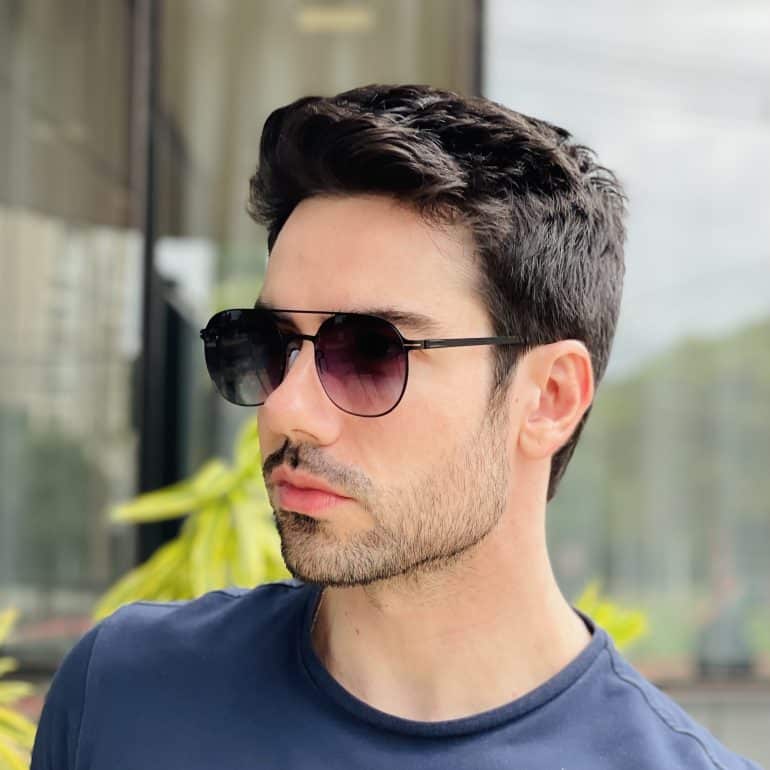 safine com br oculos de sol masculino aviador preto degrade renan 3