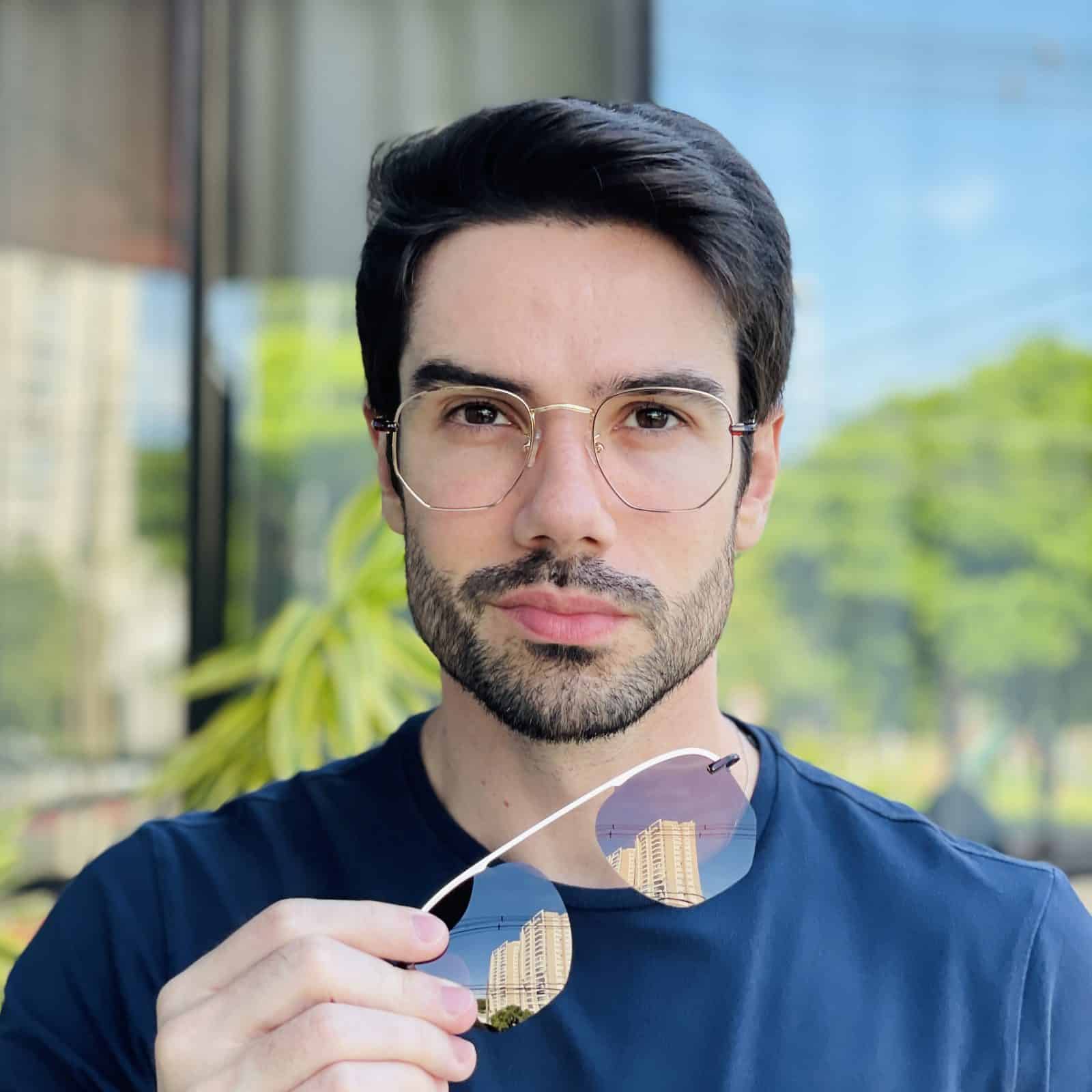 safine com br oculos 2 em 1 clip on masculino hexagonal dourado com marrom