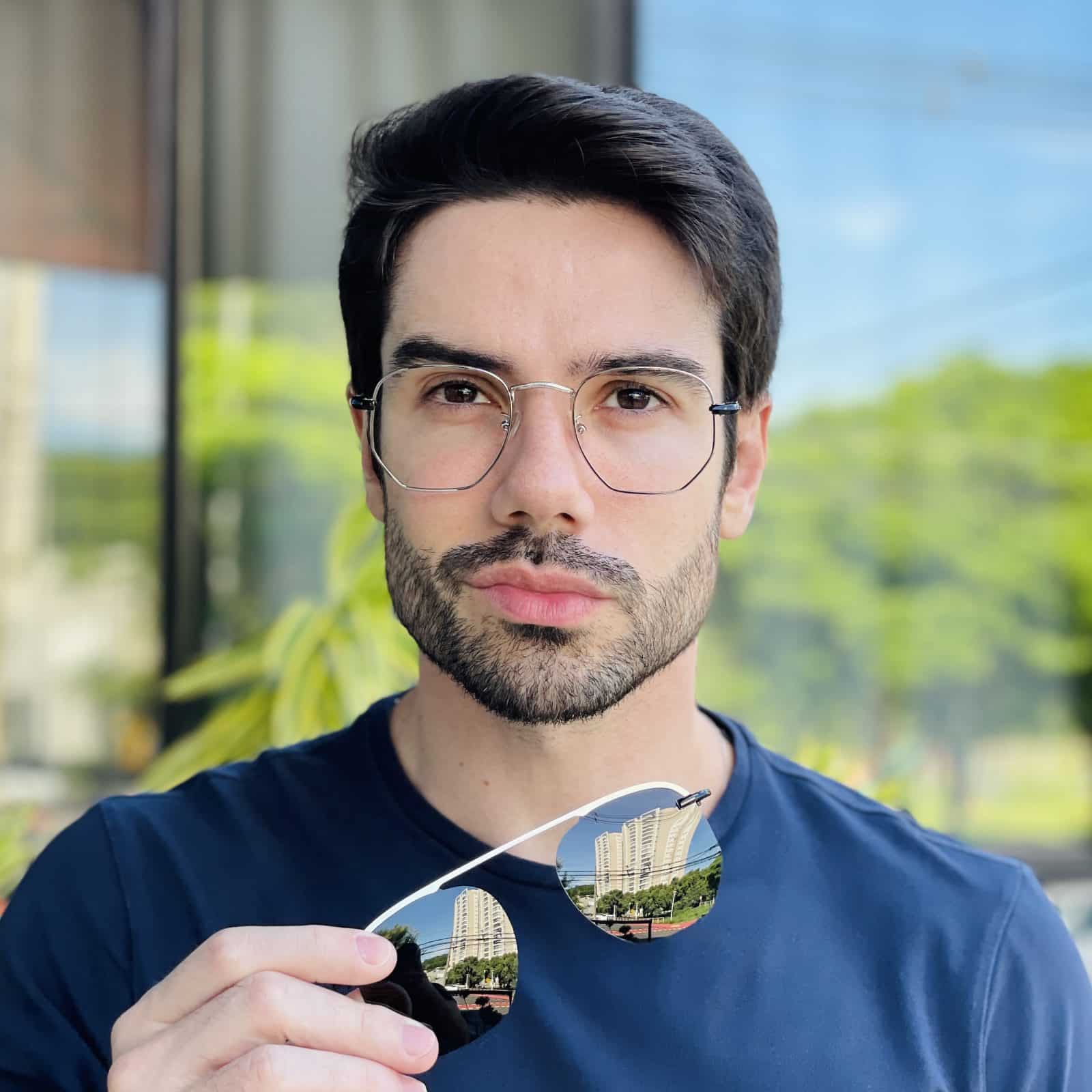 safine com br oculos 2 em 1 clip on masculino hexagonal prata