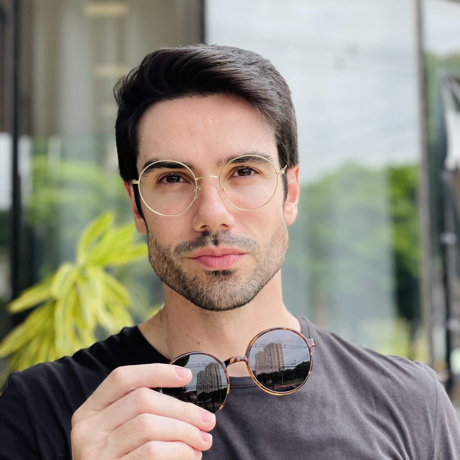 safine com br oculos 2 em 1 clip on masculino redondo tartaruga e dourado douglas