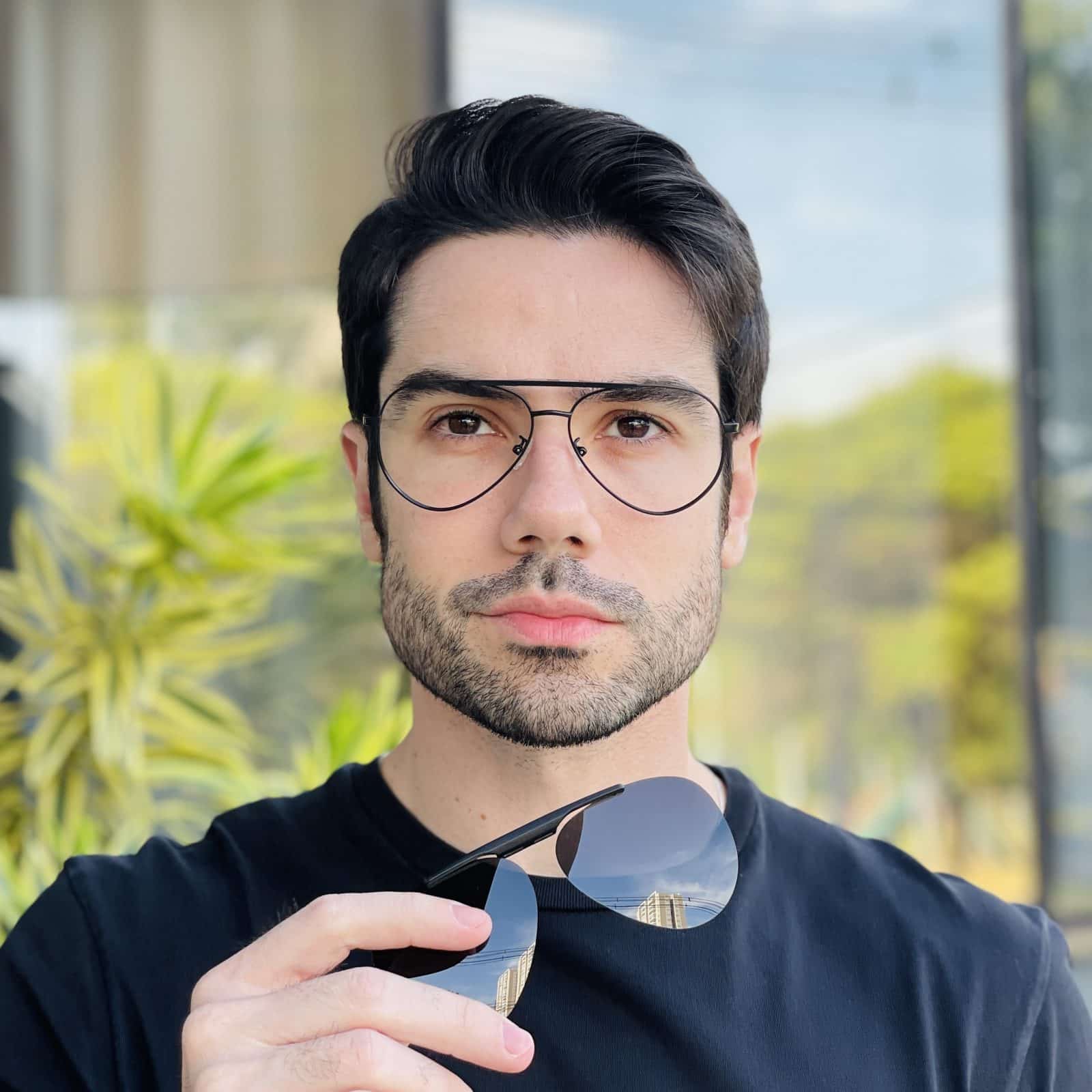 safine com br oculos 2 em 1 clip on masculino aviador preto fosco vitor