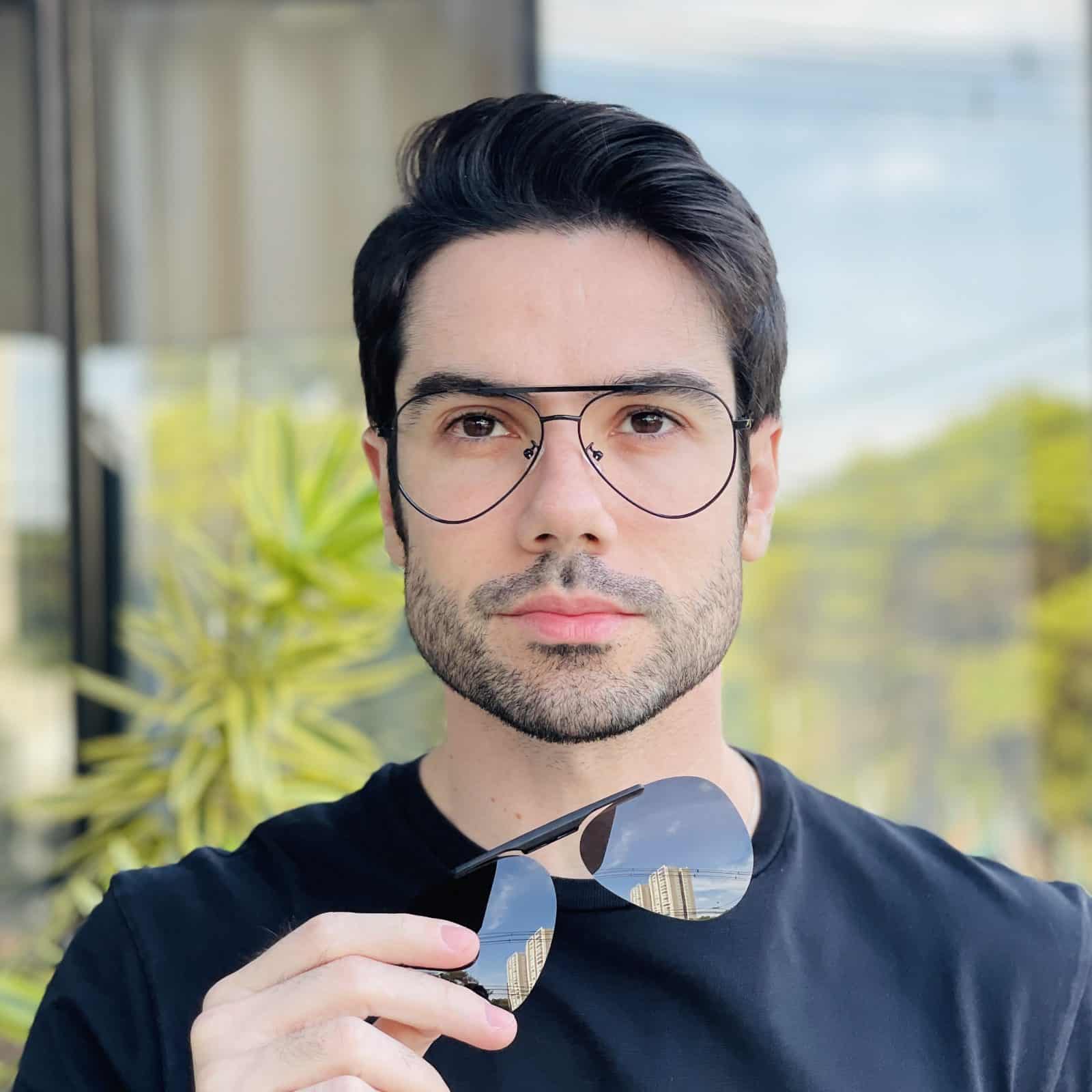 safine com br oculos 2 em 1 clip on masculino aviador preto vitor