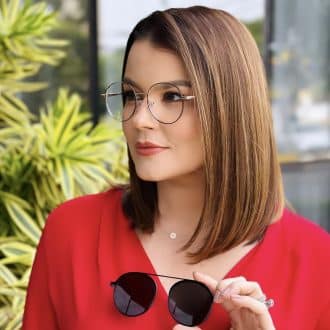 safine com br oculos 2 em 1 clip on feminino redondo preto e rose aurora 1