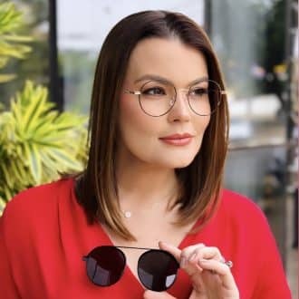 safine com br oculos 2 em 1 clip on feminino redondo preto e rose aurora 2