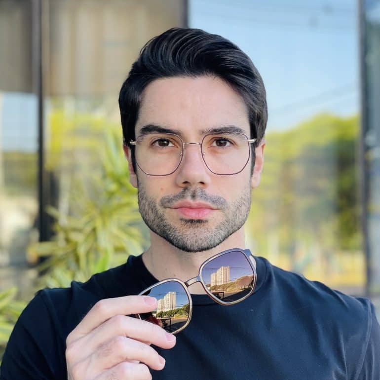 safine com br oculos 2 em 1 clip on masculino hexagonal marrom ronan