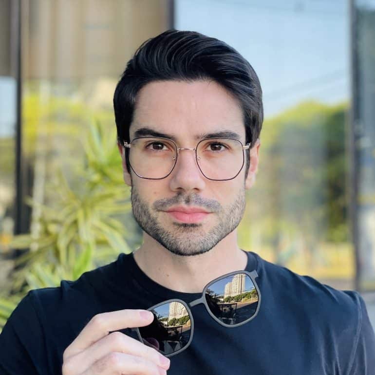 safine com br oculos 2 em 1 clip on masculino hexagonal preto e dourado ronan