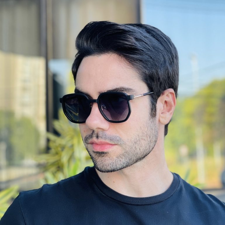 safine com br oculos 2 em 1 clip on masculino hexagonal preto e dourado ronan 8