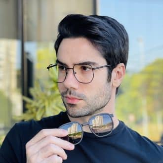 safine com br oculos 2 em 1 clip on masculino hexagonal preto ronan 2