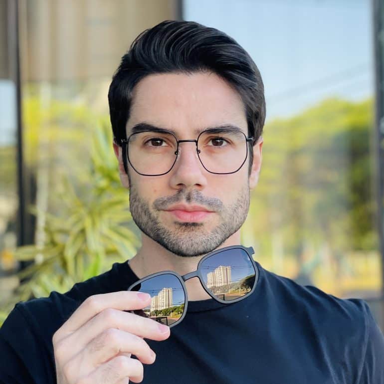 safine com br oculos 2 em 1 clip on masculino hexagonal preto ronan