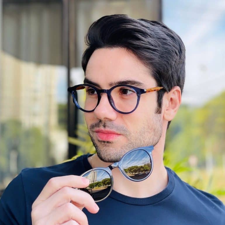 safine com br oculos 2 em 1 clip on masculino redondo azul vinicius 2