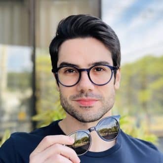 safine com br oculos 2 em 1 clip on masculino redondo azul vinicius