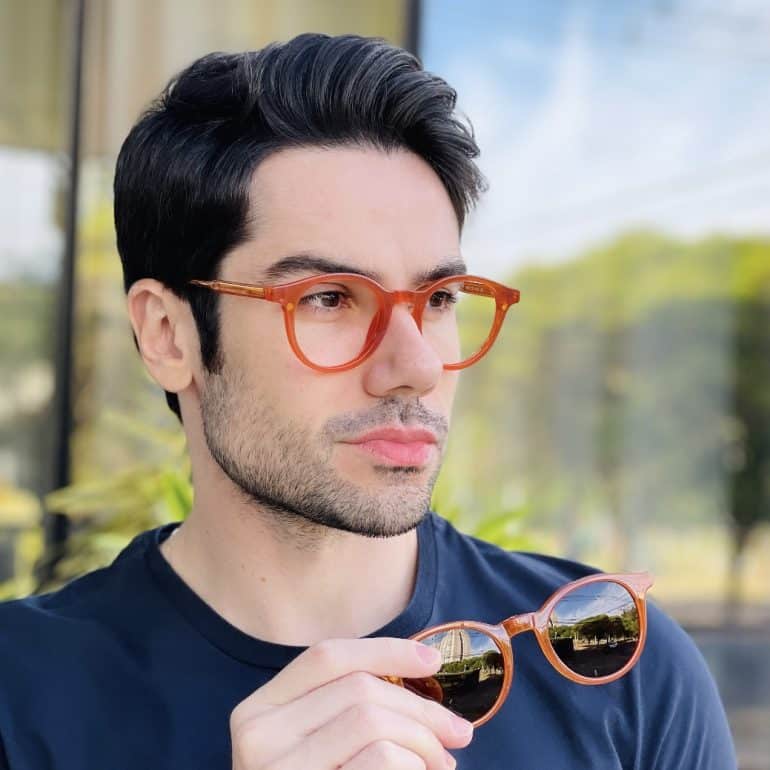 safine com br oculos 2 em 1 clip on masculino redondo caramelo vinicius 1