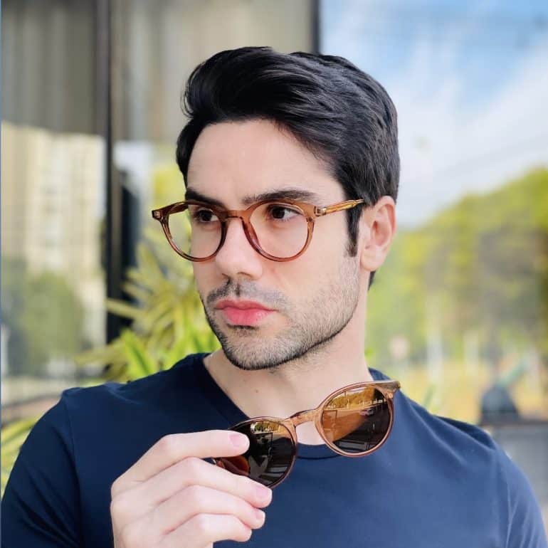 safine com br oculos 2 em 1 clip on masculino redondo marrom vinicius 2