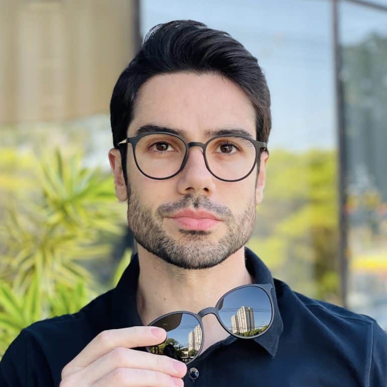 safine com br oculos 2 em 1 clip on masculino redondo preto fosco rui