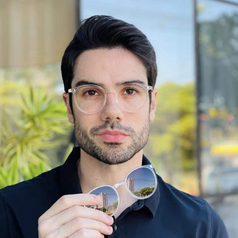 safine com br oculos 2 em 1 clip on masculino redondo transparente com tartaruga joao