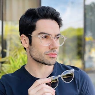 safine com br oculos 2 em 1 clip on masculino redondo transparente vinicius 2